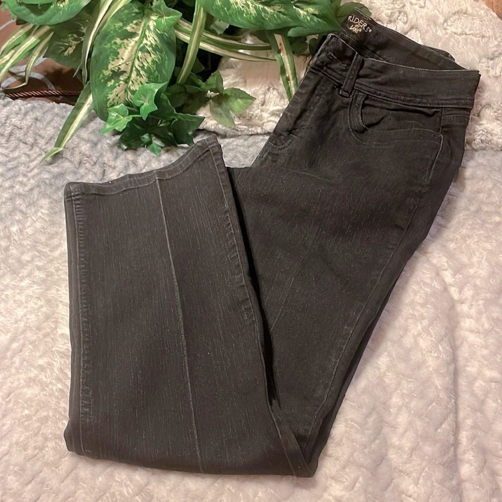 LEE RIDERS Ladies SZ 8 Black Denim straight leg Bootcut Jeans relaxed highfit